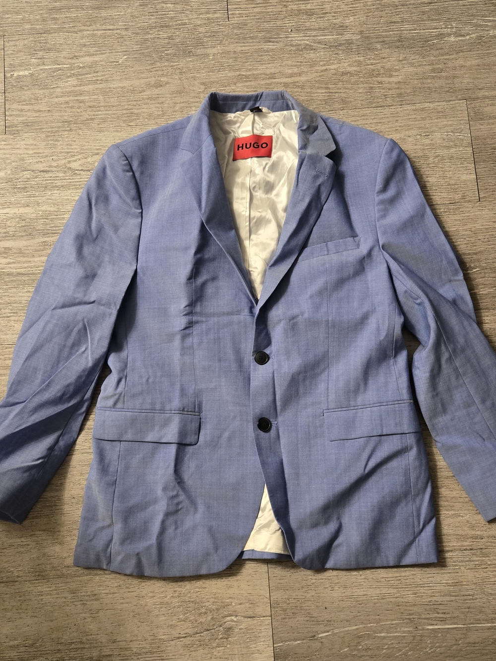 HUGO Men's Light Blue Two-Button Blazer